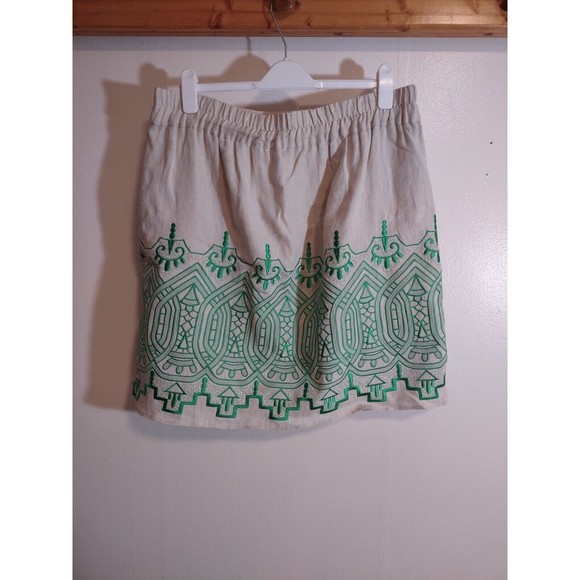 Madison Women's 100% Linen Skirt Beige/Green  Size L - Picture 6 of 7